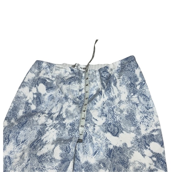 Sara Campbell Blue White Abstract Print Crop Pants Fringe Hem Size 6 - Picture 5 of 11